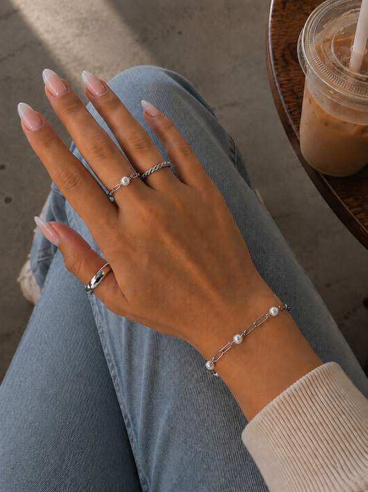 Pearl Rockstar Silver Bracelet