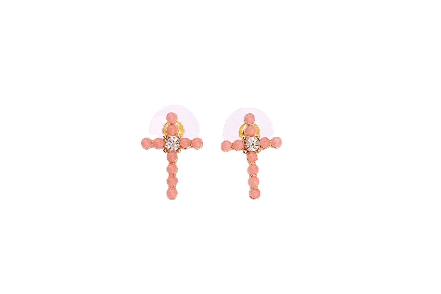 Pink Cross Earrings