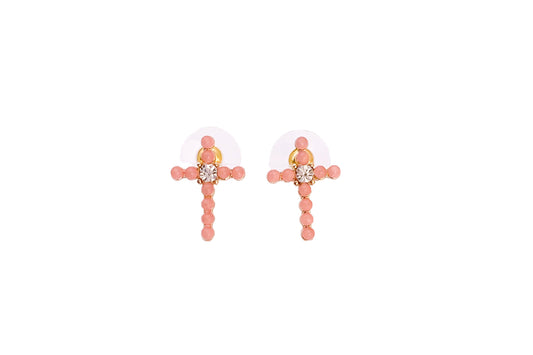 Pink Cross Earrings